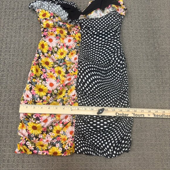 For Love & Lemons Dress Medium Mochi Shirred Ruffled V Neck Floral Polka Dot - Picture 5 of 14